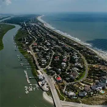 Breathtaking aerial photograph of Isle of Palms, SC.